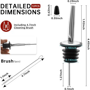 12 PCS Bottle Pourers And 12 PCS rubber Pour Spouts for Bottles, Liquor Bottle Pourers for Alcohol, Olive Oil, Liquor Pourers with Dust Caps, Speed Pourers (12pc Pourers +12pc rubber)