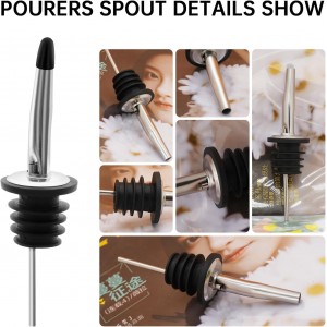 12 PCS Bottle Pourers And 12 PCS rubber Pour Spouts for Bottles, Liquor Bottle Pourers for Alcohol, Olive Oil, Liquor Pourers with Dust Caps, Speed Pourers (12pc Pourers +12pc rubber)