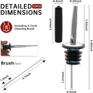 12 PCS Bottle Pourers And 12 PCS Lengthen rubber Pour Spouts for Bottles, Liquor Bottle Pourers for Alcohol, Olive Oil, Liquor Pourers with Dust Caps, Speed Pourers (12pc Pourers +12pc rubber)