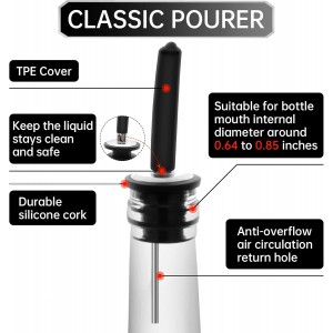 12 PCS Bottle Pourers And 12 PCS Lengthen rubber Pour Spouts for Bottles, Liquor Bottle Pourers for Alcohol, Olive Oil, Liquor Pourers with Dust Caps, Speed Pourers (12pc Pourers +12pc rubber)