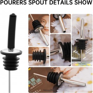12 PCS Bottle Pourers And 12 PCS Lengthen rubber Pour Spouts for Bottles, Liquor Bottle Pourers for Alcohol, Olive Oil, Liquor Pourers with Dust Caps, Speed Pourers (12pc Pourers +12pc rubber)