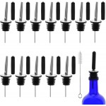 12 PCS Bottle Pourers And 12 PCS Lengthen rubber Pour Spouts for Bottles, Liquor Bottle Pourers for Alcohol, Olive Oil, Liquor Pourers with Dust Caps, Speed Pourers (12pc Pourers +12pc rubber)