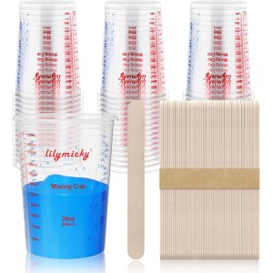 50 Pack Plastic Mixing Cups, 20 oz (600m...