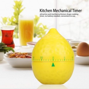 Lemon Mechanical Kitchen Timer, Cute Lemon Timer for Kids, Wind Up 60 Minutes Manual Countdown for Classroom, Home, Study and Cooking, 6.2x6.2x8cm
