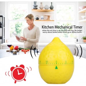 Lemon Mechanical Kitchen Timer, Cute Lemon Timer for Kids, Wind Up 60 Minutes Manual Countdown for Classroom, Home, Study and Cooking, 6.2x6.2x8cm