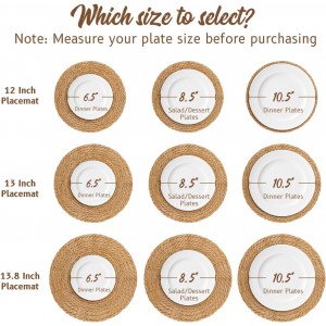 13 in Round Woven Placemats Plate Chargers Set of 10, Boho Farmhouse Rustic Woven Place Mats for Dining Table Decor, Rattan Wicker Table Mats Jute Braided Chargers for Dinner Plates