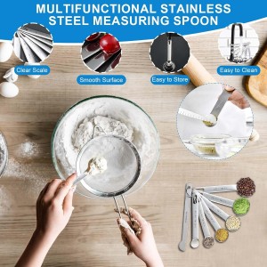 Measuring Cups and Spoons Set 22 Piece, 11 Stainless Steel Nesting Measuring Spoons and Cups with 4 Plastic Measuring Cup, 3 Funnel, 3 Brush, 1 Ruler, Measuring Cup Set for Kitchen Baking Liquid Dry