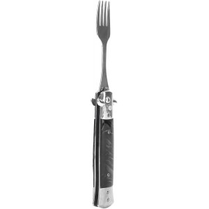 Folding Spring Camping Fork One Button Flick 304 Stainless Steel Pocket Size Automatic Spring Utensils Fork (Black)