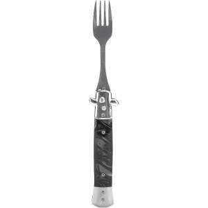 Folding Spring Camping Fork One Button Flick 304 Stainless Steel Pocket Size Automatic Spring Utensils Fork (Black)