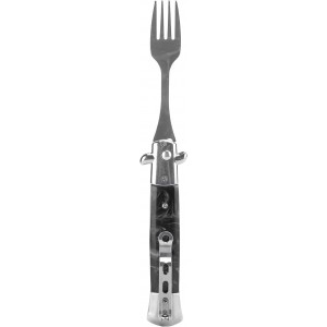 Folding Spring Camping Fork One Button Flick 304 Stainless Steel Pocket Size Automatic Spring Utensils Fork (Black)