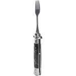 Folding Spring Camping Fork One Button Flick 304 Stainless Steel Pocket Size Automatic Spring Utensils Fork (Black)