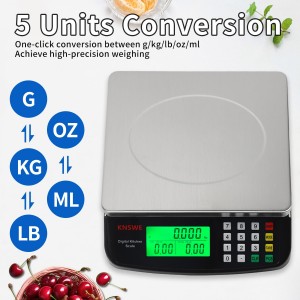 Large Kitchen Scale Black 40KG/88LB Commercial Food Scales Digital Weight for Cooking Meat Baking Bread Price Computing 304 Stainless Steel with Parts Counting Deli Stores Tare Function