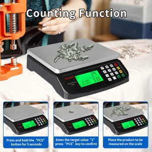 Large Kitchen Scale Black 40KG/88LB Commercial Food Scales Digital Weight for Cooking Meat Baking Bread Price Computing 304 Stainless Steel with Parts Counting Deli Stores Tare Function