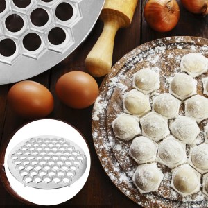 KICHOUSE Russian Pelmeni Maker Dumpling Mold with 61 Holes Aluminum Alloy Kitchen Tool for Homemade Ravioli Potstickers and Wonton Dough Press