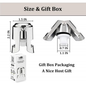 Champagne Stoppers for Bottles, Pafusen 2 Pack Champagne Sealer Stopper, Stainless Steel Champagne Cork Stopper Toppers, Saver for Champagne Cava Prosecco Sparkling Wine