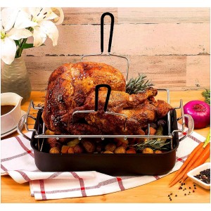 Thanksgiving Turkey Lifter Serving Set,2 Prongs Stainless Steel Poultry Roast Meat Forks,Durable Turkey Forks Set of 2