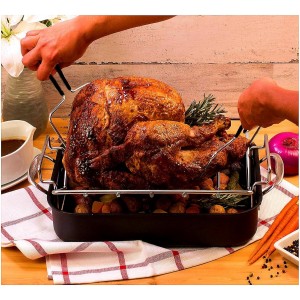 Thanksgiving Turkey Lifter Serving Set,2 Prongs Stainless Steel Poultry Roast Meat Forks,Durable Turkey Forks Set of 2