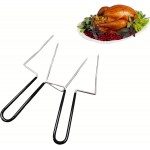 Thanksgiving Turkey Lifter Serving Set,2 Prongs Stainless Steel Poultry Roast Meat Forks,Durable Turkey Forks Set of 2
