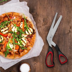 Detachable Pizza Scissors Pizza Cutter with Sharp Stainless Steel Blade and Ergonomic Soft Grip Black&Red