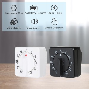 PATIKIL 60-Minute Visual Countdown Timer, 2 Pcs Mechanical Wind Up Timer for Home Kitchen Cooking Classroom Study Tool, White-Black