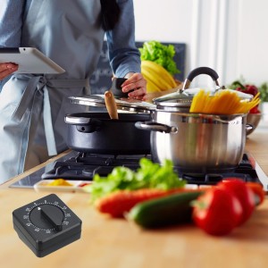 PATIKIL 60-Minute Visual Countdown Timer, 2 Pcs Mechanical Wind Up Timer for Home Kitchen Cooking Classroom Study Tool, White-Black