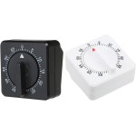 PATIKIL 60-Minute Visual Countdown Timer, 2 Pcs Mechanical Wind Up Timer for Home Kitchen Cooking Classroom Study Tool, White-Black