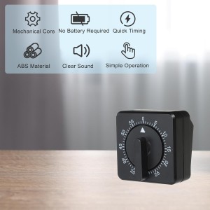 PATIKIL 60-Minute Visual Countdown Timer, 2 Pcs Mechanical Wind Up Timer for Home Kitchen Cooking Classroom Study Tool, Black