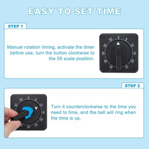 PATIKIL 60-Minute Visual Countdown Timer, 2 Pcs Mechanical Wind Up Timer for Home Kitchen Cooking Classroom Study Tool, Black