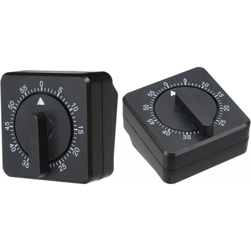 PATIKIL 60-Minute Visual Countdown Timer, 2 Pcs Mechanical Wind Up Timer for Home Kitchen Cooking Classroom Study Tool, Black