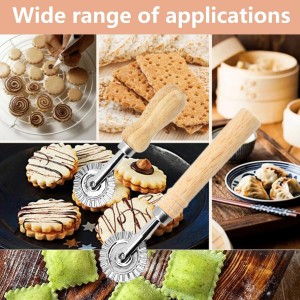 2 PCS Ravioli Cutter Professional Pastry Wheel Cutter Pasta Cutter Pastry Cutter with Wooden Handle and Fluted Edge for Home and Kitchen Use