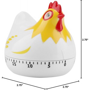 Chicken Pattern Timer, Kitchen Timer Reminder Cooking Countdown Timer for Cooking Baking Timer (White)