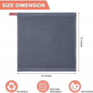 BOOMIBOO ﻿Kitchen Towels 6-Pack Kitchen Dish Cloths,100% Cotton Towels Waffle Weave, Ultra Soft Absorbent, Quick Drying, 12x12 Inches,Dark Grey