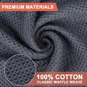 BOOMIBOO ﻿Kitchen Towels 6-Pack Kitchen Dish Cloths,100% Cotton Towels Waffle Weave, Ultra Soft Absorbent, Quick Drying, 12x12 Inches,Dark Grey