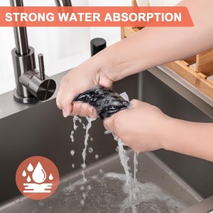 BOOMIBOO ﻿Kitchen Towels 6-Pack Kitchen Dish Cloths,100% Cotton Towels Waffle Weave, Ultra Soft Absorbent, Quick Drying, 12x12 Inches,Dark Grey