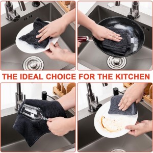 BOOMIBOO ﻿Kitchen Towels 6-Pack Kitchen Dish Cloths,100% Cotton Towels Waffle Weave, Ultra Soft Absorbent, Quick Drying, 12x12 Inches,Dark Grey