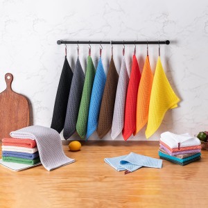 BOOMIBOO ﻿Kitchen Towels 6-Pack Kitchen Dish Cloths,100% Cotton Towels Waffle Weave, Ultra Soft Absorbent, Quick Drying, 12x12 Inches,Dark Grey