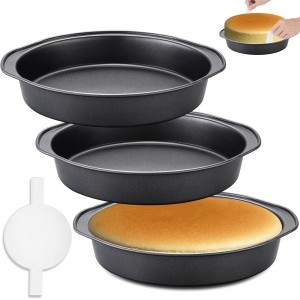 8 Inch Cake Pan - 3PCS Carbon Steel Roun...