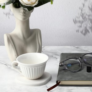 Diatomaceous Earth Coasters Set of 4，Cool Absorbent Quick-Dry Drink Coasters for Desks, Cute Modern Stone Design with Stylish White Aesthetic (4, White)