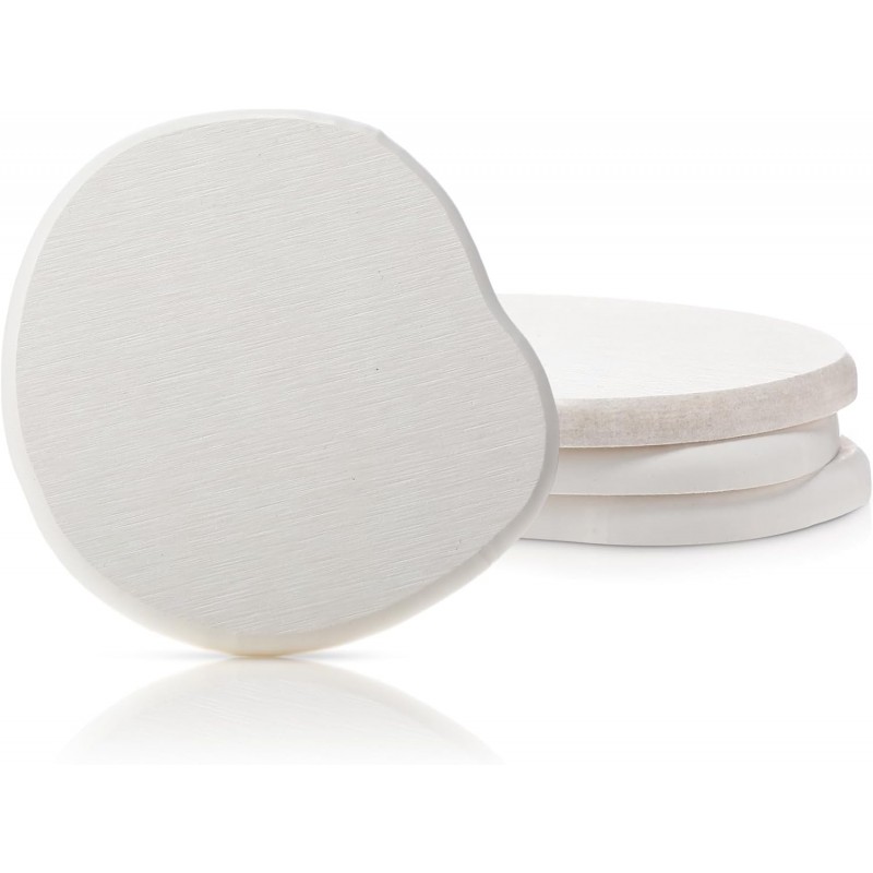 Diatomaceous Earth Coasters Set of 4，Cool Absorbent Quick-Dry Drink Coasters for Desks, Cute Modern Stone Design with Stylish White Aesthetic (4, White)