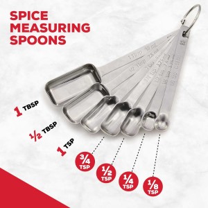 King Arthur Baking Company Spice Measuring Spoons, 18/8 Stainless Steel, 7-Piece Set, Precision Measures, For Baking And Cooking
