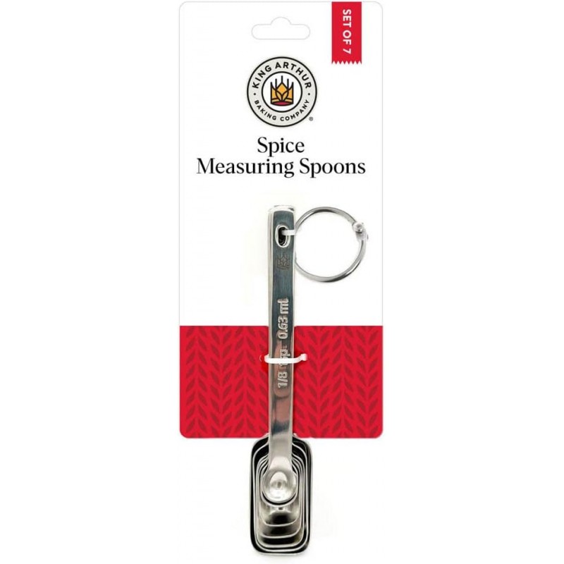 King Arthur Baking Company Spice Measuring Spoons, 18/8 Stainless Steel, 7-Piece Set, Precision Measures, For Baking And Cooking