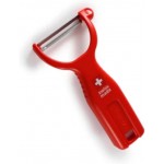 Swissmar Peeler - Y Peeler with Stainless Steel Scalpel Blade - Perfect for Potato, Vegetable, Fruit, Carrot, Apple, Mango Peeler for Kitchen - Plastic Blade Protector Included - Red With Cross