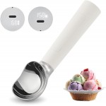 Heated Ice Cream Scoop Rechargeable, Electric Warming Ice Cream Scooper with LED Display, Heats to 158°F for Hard Ice Cream, Easy for Seniors & Kids, IP67 Waterproof (White, 2 oz)