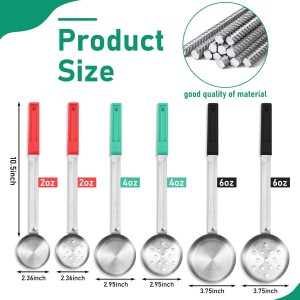 6 Pcs Portion Control Serving Spoons, Restaurant Measuring Serving Ladle Utensils, Portion Control Slotted and Unslotted Scoops for Weight Loss, Kitchen, 3 Size