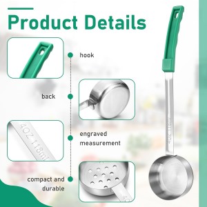 6 Pcs Portion Control Serving Spoons, Restaurant Measuring Serving Ladle Utensils, Portion Control Slotted and Unslotted Scoops for Weight Loss, Kitchen, 3 Size