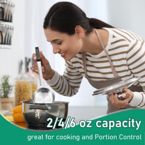6 Pcs Portion Control Serving Spoons, Restaurant Measuring Serving Ladle Utensils, Portion Control Slotted and Unslotted Scoops for Weight Loss, Kitchen, 3 Size
