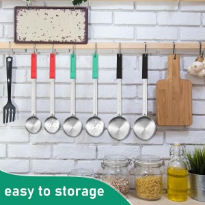 6 Pcs Portion Control Serving Spoons, Restaurant Measuring Serving Ladle Utensils, Portion Control Slotted and Unslotted Scoops for Weight Loss, Kitchen, 3 Size