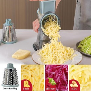 Rotary Cheese Grater Multi-Purpose Stainless Steel Cheese Shredder - Cheese Grater With Handle Effortless Grating of Carrots, Potatoes, Vegetables, and Fruits (blue)