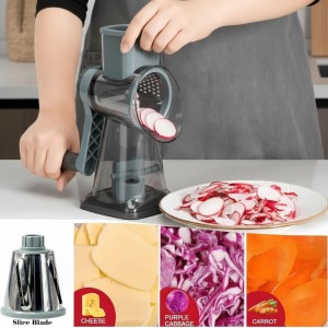 Rotary Cheese Grater Multi-Purpose Stainless Steel Cheese Shredder - Cheese Grater With Handle Effortless Grating of Carrots, Potatoes, Vegetables, and Fruits (blue)