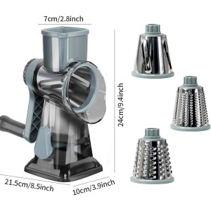 Rotary Cheese Grater Multi-Purpose Stainless Steel Cheese Shredder - Cheese Grater With Handle Effortless Grating of Carrots, Potatoes, Vegetables, and Fruits (blue)